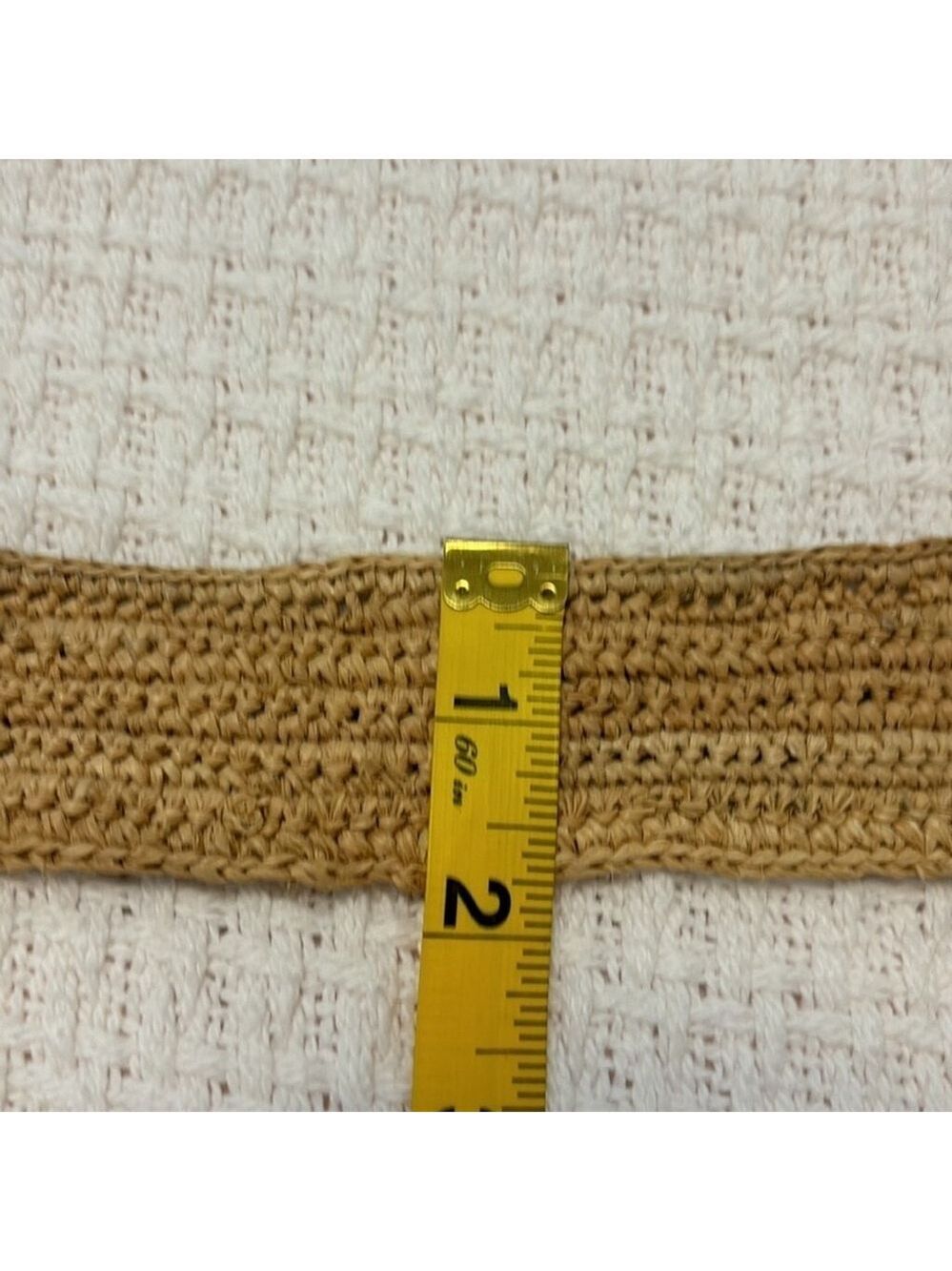 VANESSA BRUNO hand woven natural raffia belt classic rectangle buckle beige OS - Picture 11 of 14